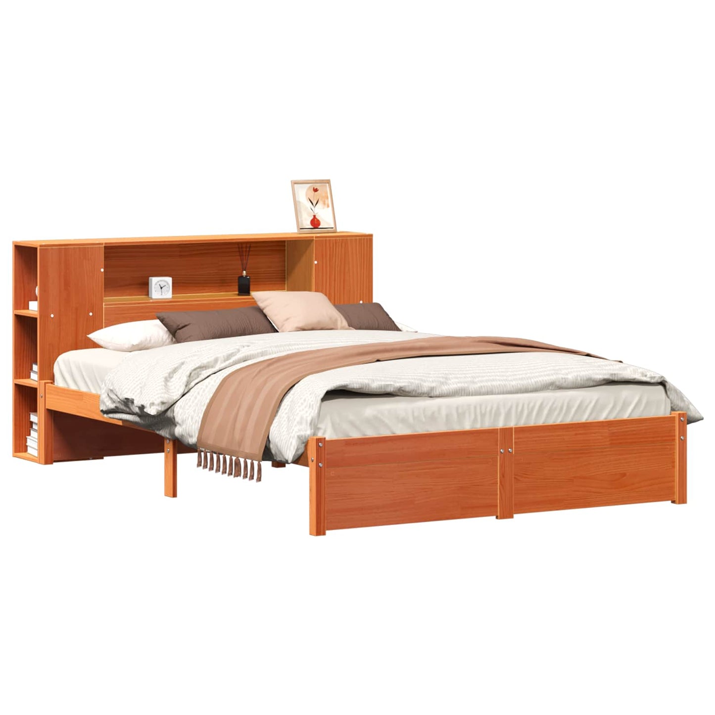 Bed Frame with Storage Headboard with Headboard 2 pcs Wax Brown