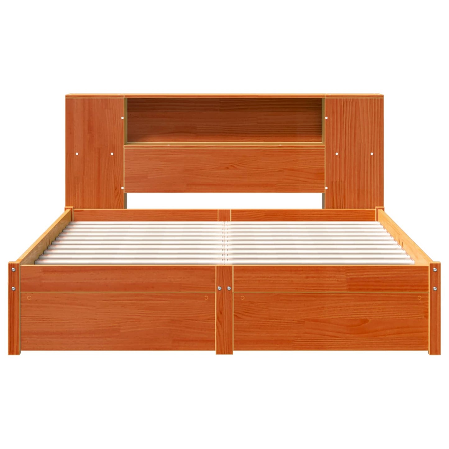 Bed Frame with Storage Headboard with Headboard 2 pcs Wax Brown
