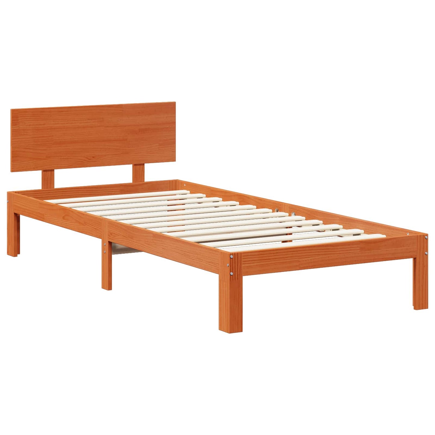 Bed Frame with Headboard 2 pcs Wax Brown Solid Pine Wood
