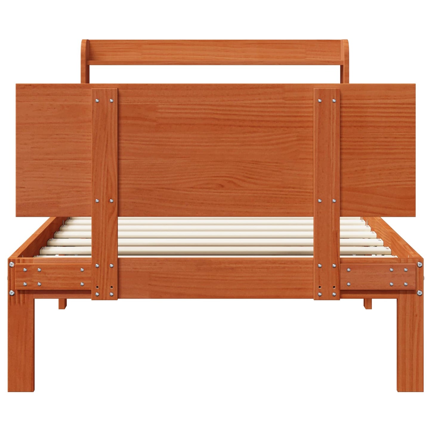 Bed Frame with Headboard 2 pcs Wax Brown Solid Pine Wood