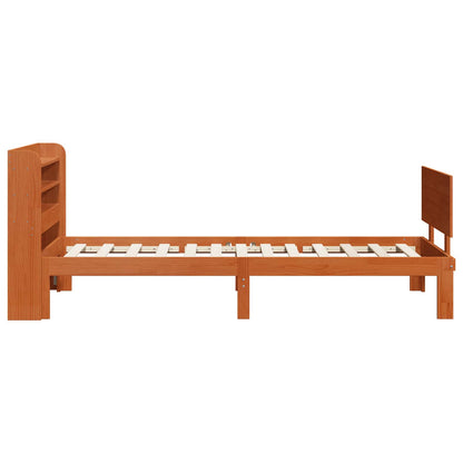 Bed Frame with Headboard 2 pcs Wax Brown Solid Pine Wood