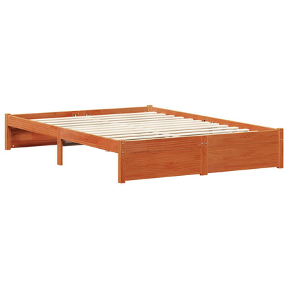 Bed Frame with Headboard Wax Brown 160 x 200 cm Solid Pine Wood