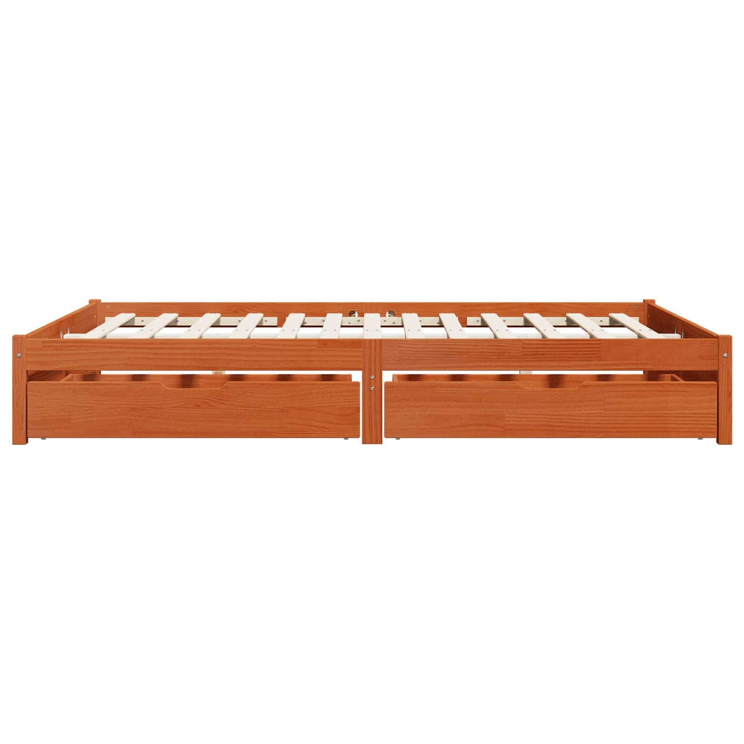 Bed Frame with Drawer 3 pcs Wax Brown Solid Pine Wood