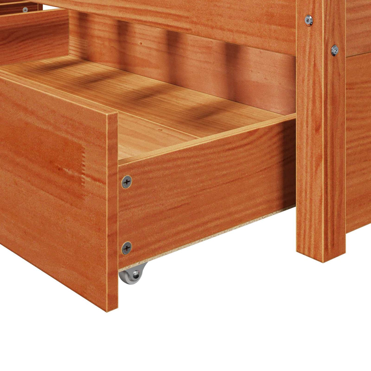 Bed Frame with Drawer Wax Brown 140 x 200 cm Solid Pine Wood