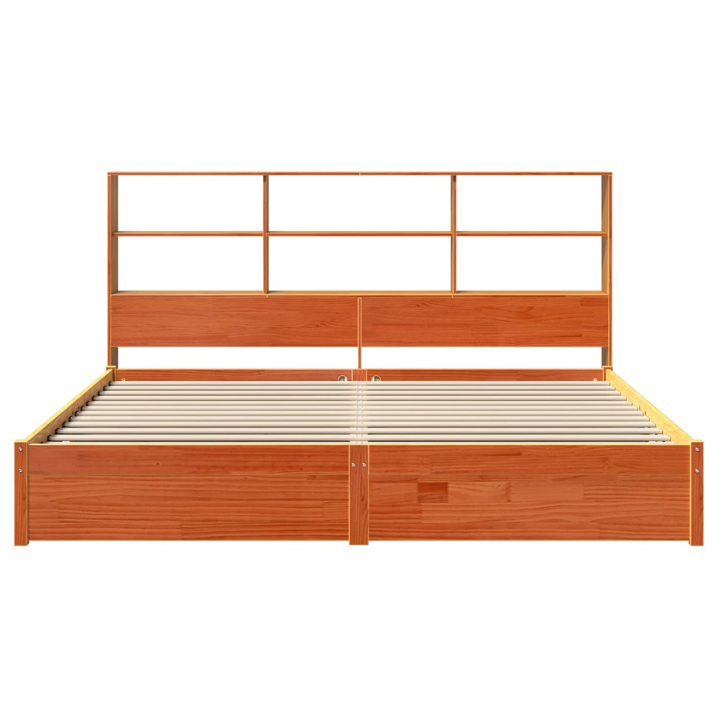 Bed Frame with Storage Headboard Wax Brown 180 x 200 cm