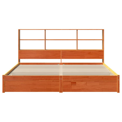 Bed Frame with Storage Headboard Wax Brown 180 x 200 cm