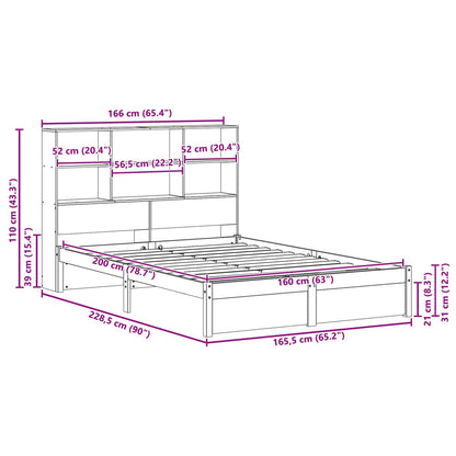 Bed Frame with Storage Headboard Wax Brown 160 x 200 cm