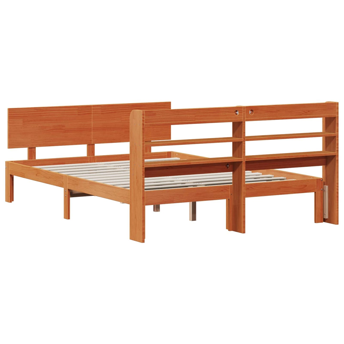 Bed Frame with Headboard 2 pcs Wax Brown Solid Pine Wood