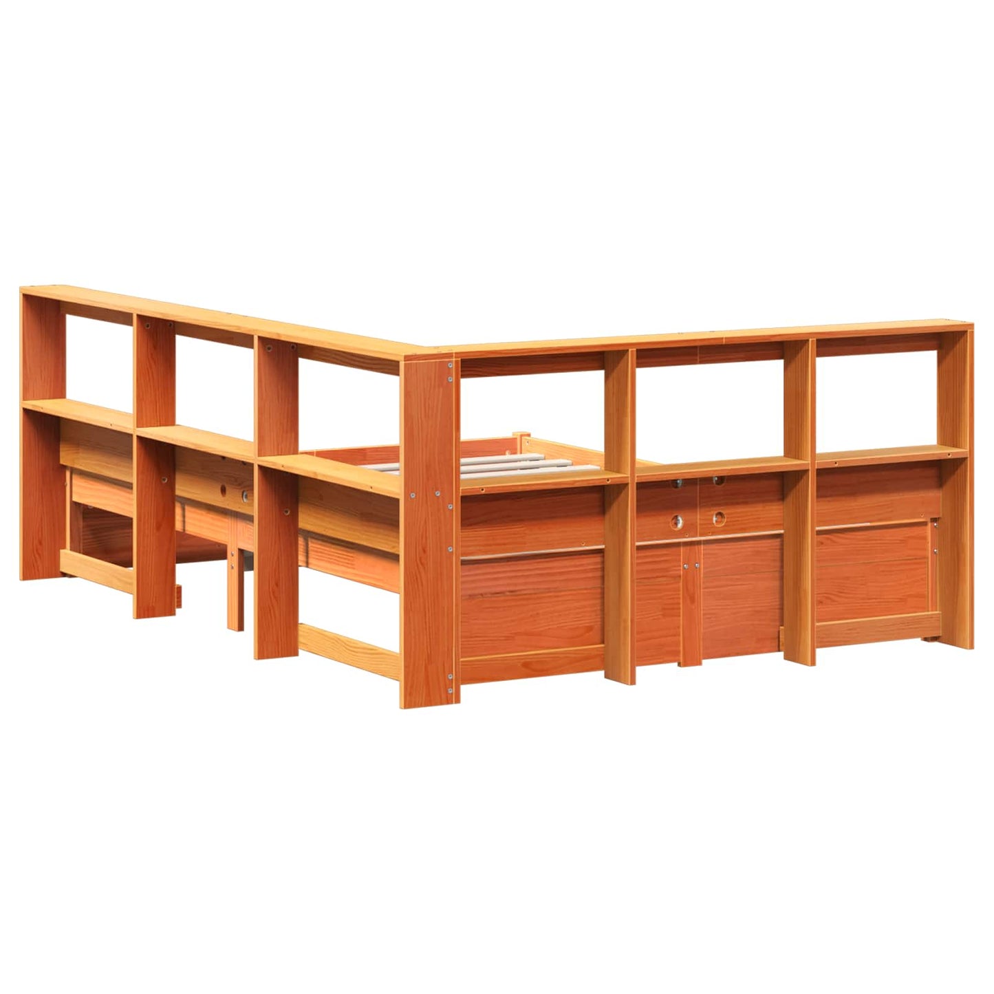Bookcase Bed 2 pcs Wax Brown 200 x 160 cm Solid Pine Wood
