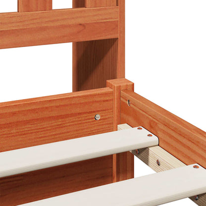 Bookcase Bed Frame Wax Brown 200 x 140 cm Solid Pine Wood