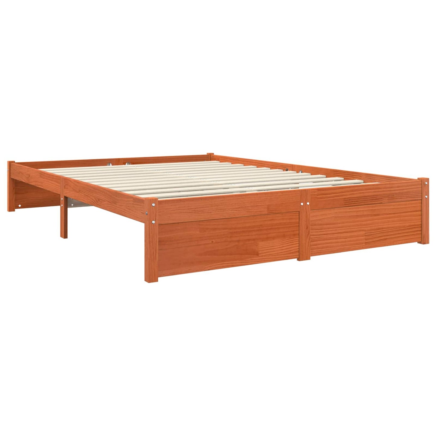 Bookcase Bed Frame Wax Brown 200 x 140 cm Solid Pine Wood