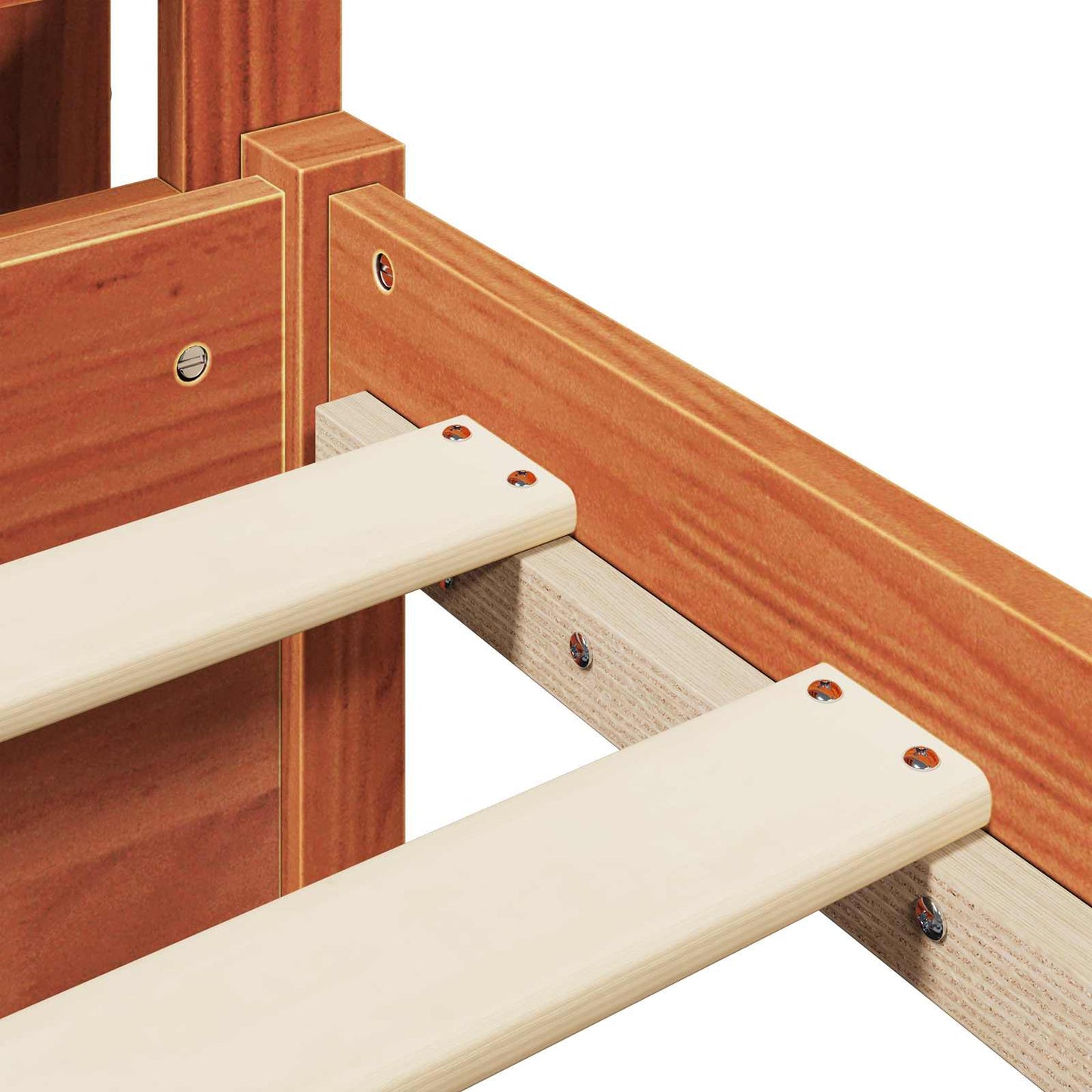 Bed Frame with Headboard Wax Brown 200 x 200 cm Solid Pine Wood