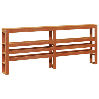 Bed Frame with Headboard Wax Brown 200 x 200 cm Solid Pine Wood