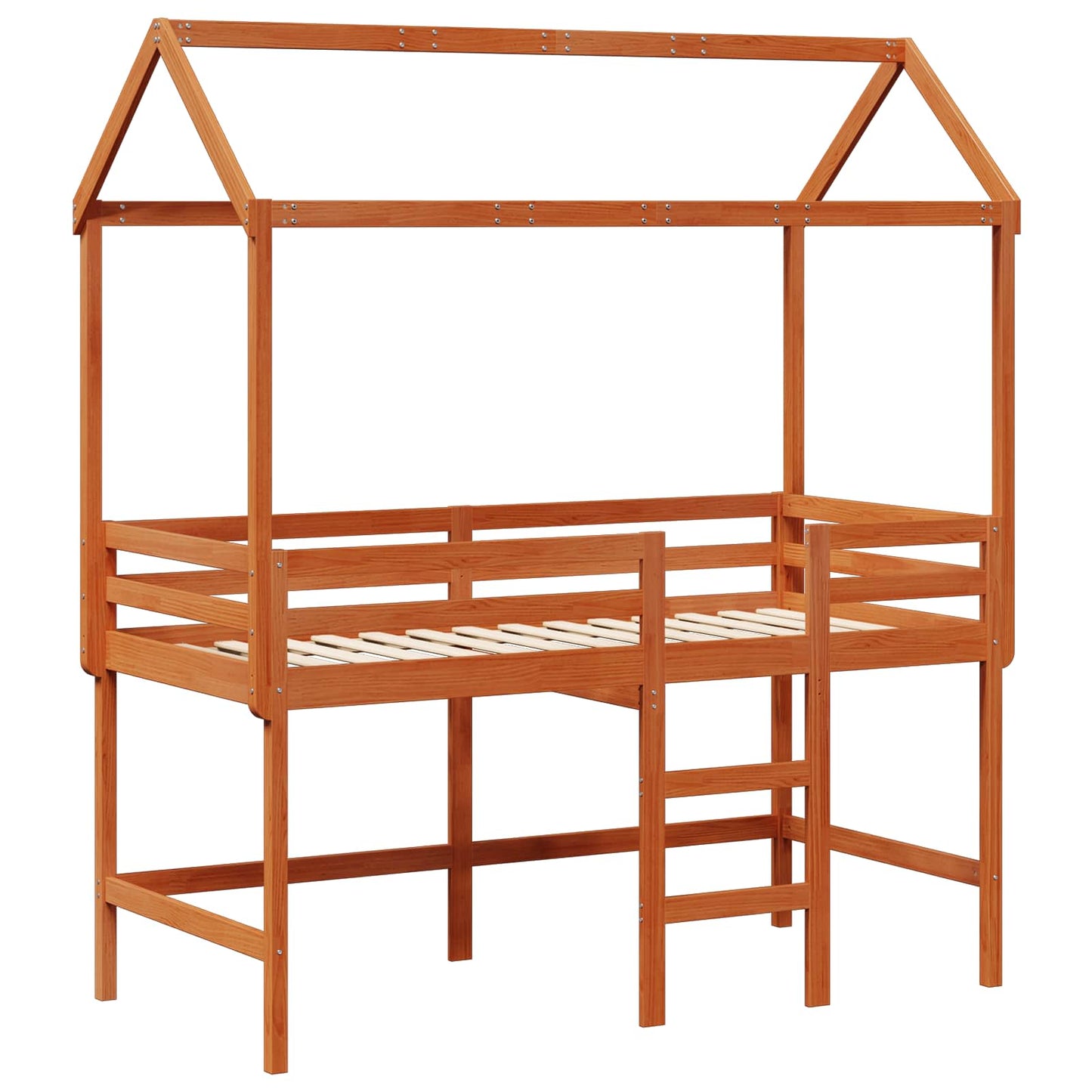 Loft Bed Frame Wax Brown 90 x 190 cm Solid Pine Wood