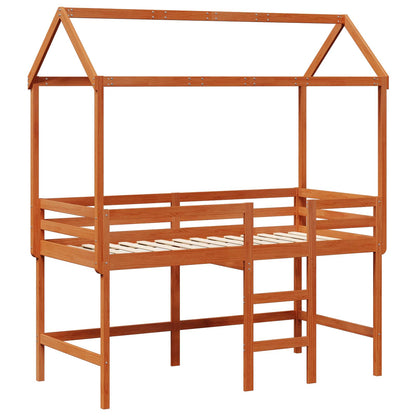 Loft Bed Frame Wax Brown 90 x 190 cm Solid Pine Wood