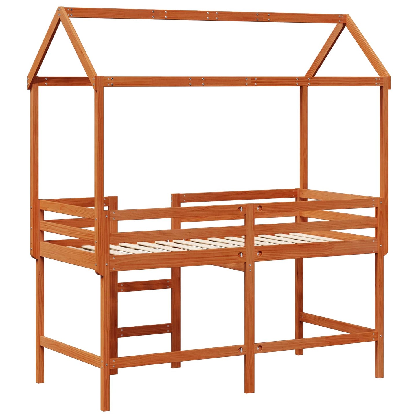 Loft Bed Frame Wax Brown 90 x 190 cm Solid Pine Wood