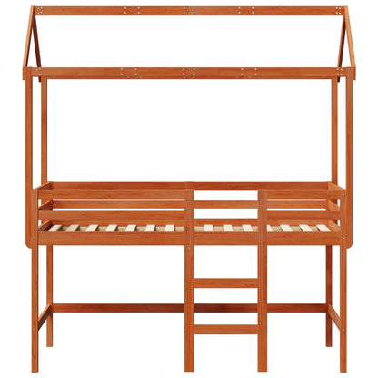 Loft Bed Frame Wax Brown 90 x 190 cm Solid Pine Wood