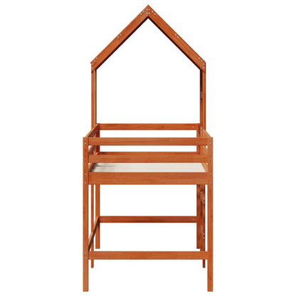 Loft Bed Frame Wax Brown 90 x 190 cm Solid Pine Wood