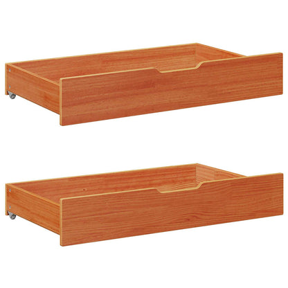 Daybed with Drawer with Wheel 3 pcs Wax Brown Solid Pine Wood