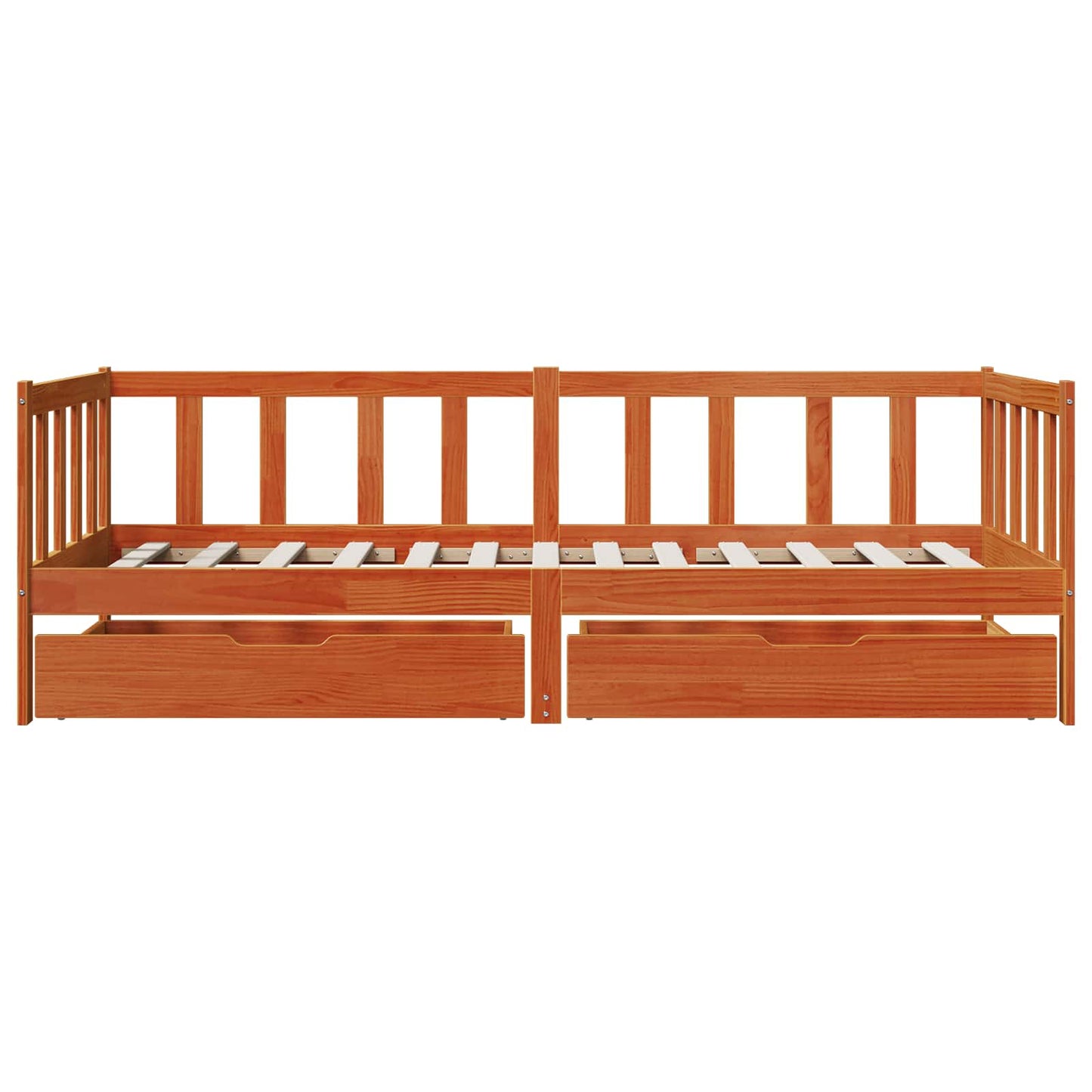 Daybed with Drawer with Wheel 3 pcs Wax Brown Solid Pine Wood