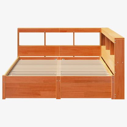 Bookcase Bed 2 pcs Wax Brown 200 x 140 cm Solid Pine Wood