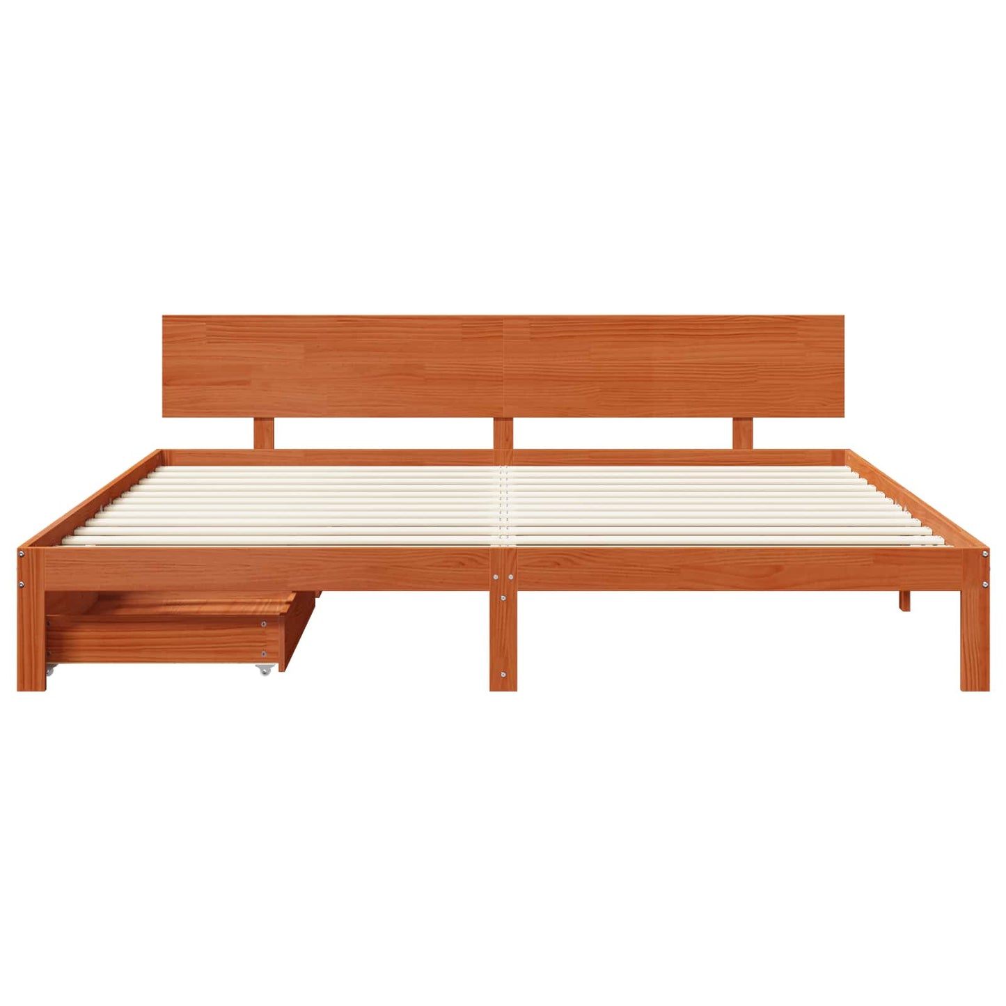 Bed Frame with Headboard Wax Brown 180 x 200 cm Solid Pine Wood