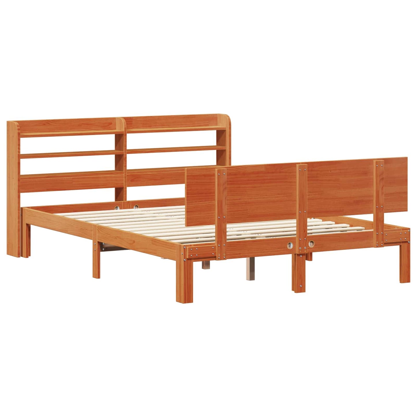 Bed Frame with Headboard 2 pcs Wax Brown Solid Pine Wood