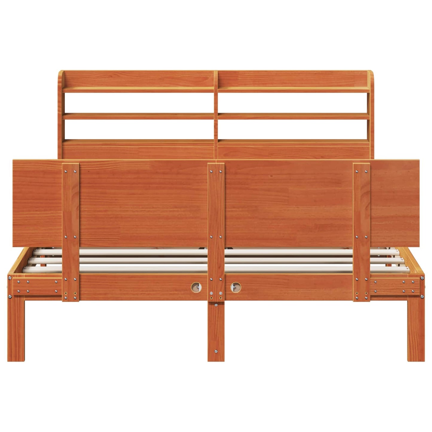 Bed Frame with Headboard 2 pcs Wax Brown Solid Pine Wood