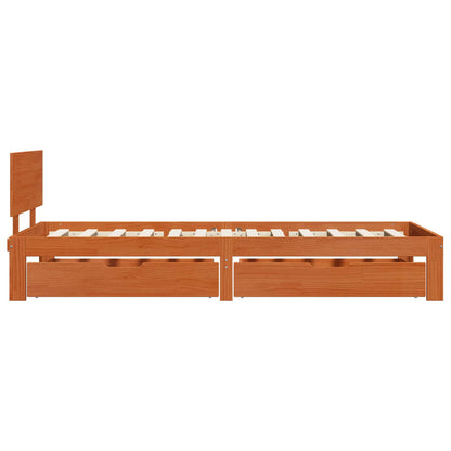 Bed Frame with Headboard Wax Brown 70 x 190 cm Solid Pine Wood