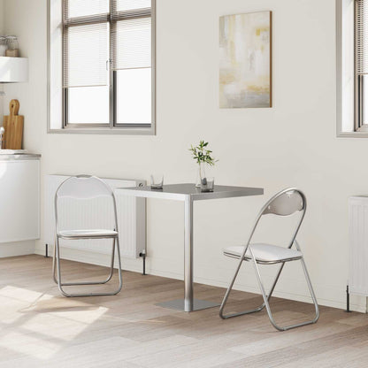 Folding Chair 2 pcs White and Grey 48 x 43.5 x 81 cm