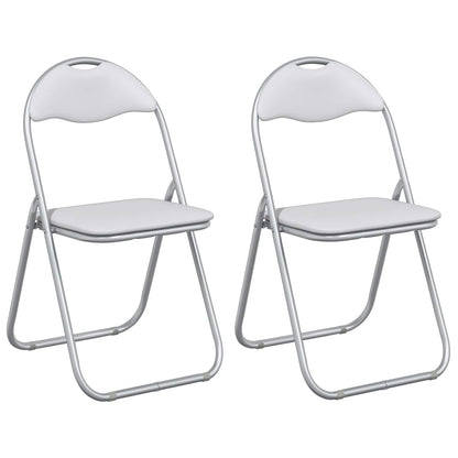 Folding Chair 2 pcs White and Grey 48 x 43.5 x 81 cm