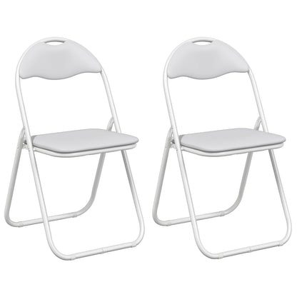 Folding Chair 2 pcs White and Grey 48 x 43.5 x 81 cm