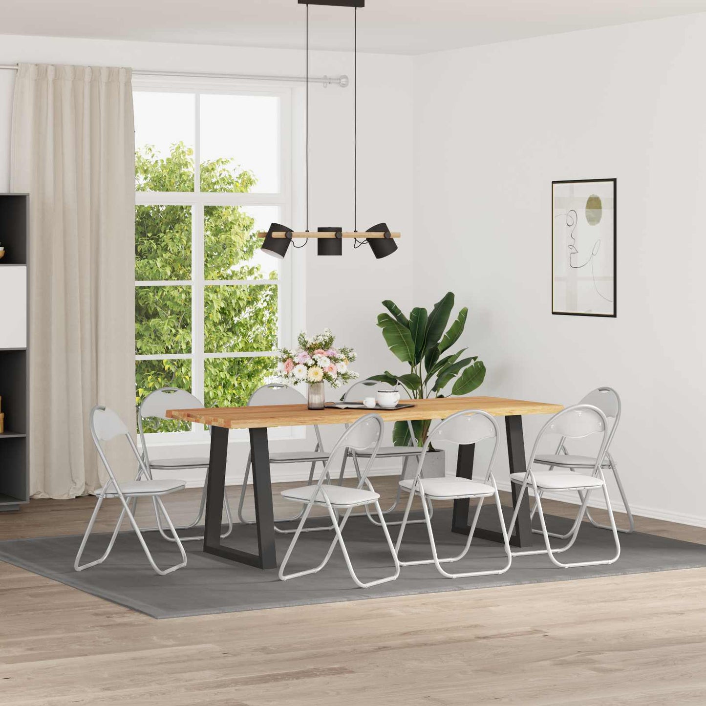 Folding Chair 8 pcs White and Grey 48 x 43.5 x 81 cm