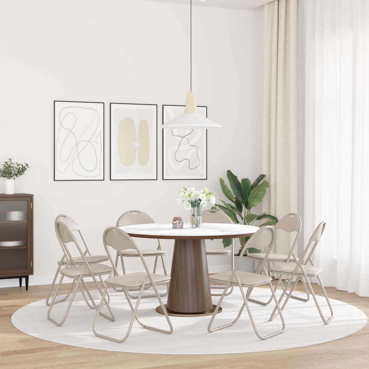 Folding Chair 8 pcs Sand 48 x 43.5 x 81 cm Faux Leather