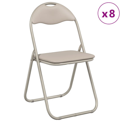 Folding Chair 8 pcs Sand 48 x 43.5 x 81 cm Faux Leather