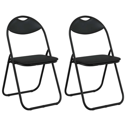 Folding Chair 2 pcs Black 48 x 43.5 x 81 cm Faux Leather
