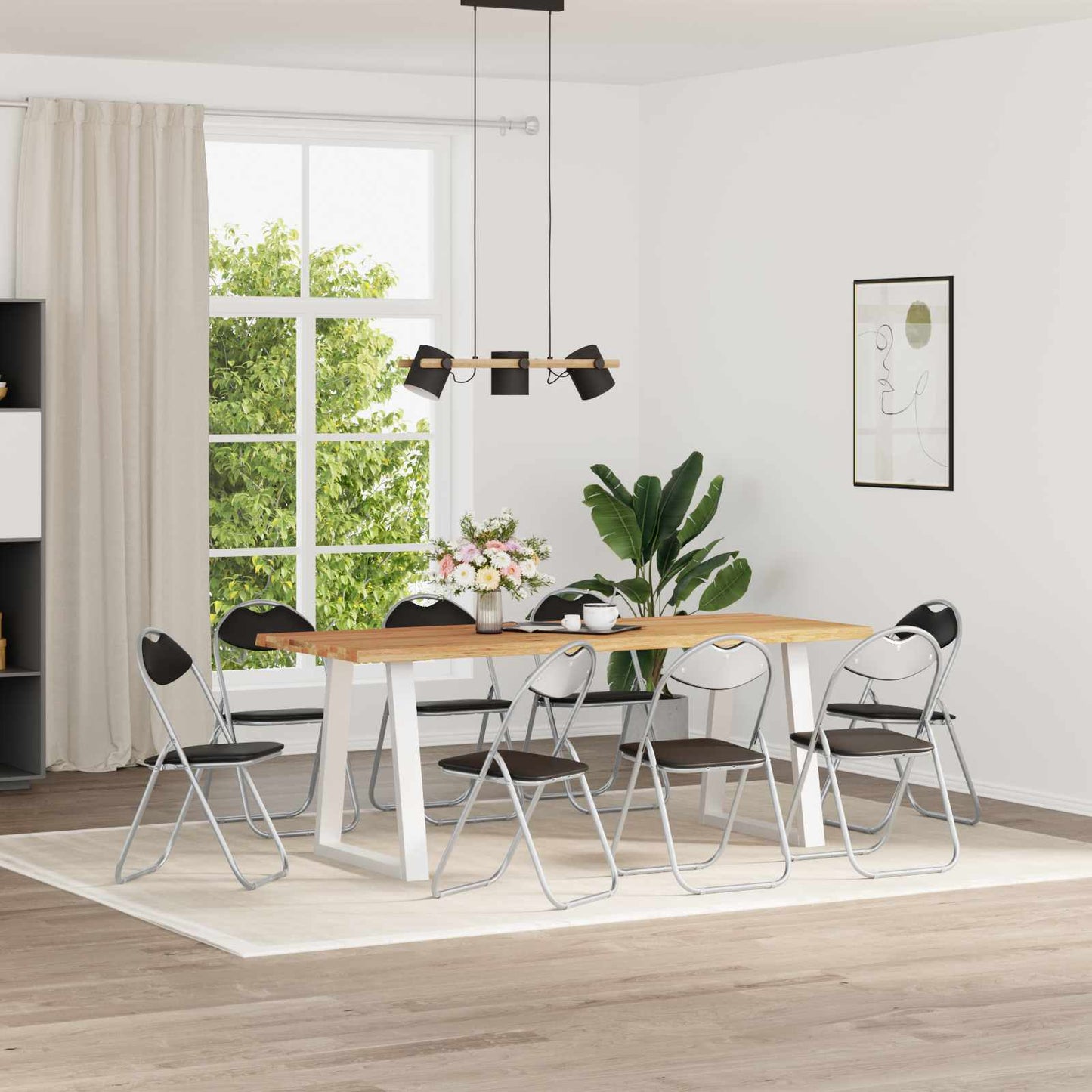 Folding Chair 8 pcs Black and Grey 48 x 43.5 x 81 cm