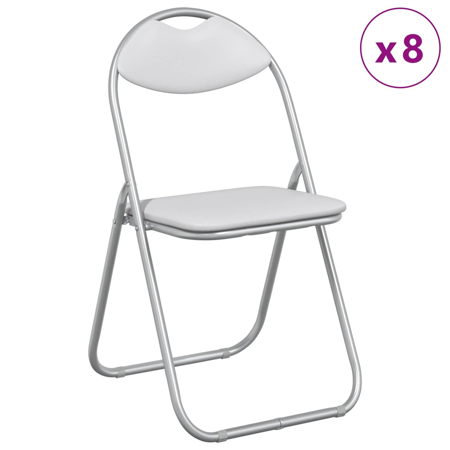 Folding Chair 8 pcs White and Grey 48 x 43.5 x 81 cm