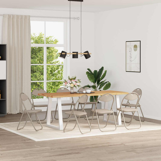 Folding Chair 8 pcs Faux Leather Sand 48 x 43.5 x 81 cm