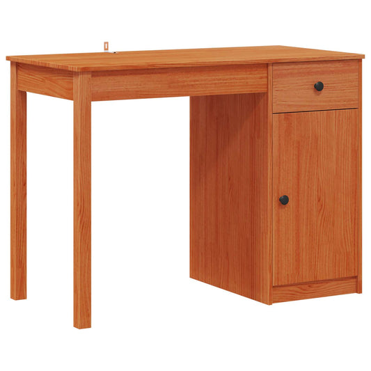 Desk with Drawer Wax Brown 100 x 50 x 74 cm Solid Pine Wood
