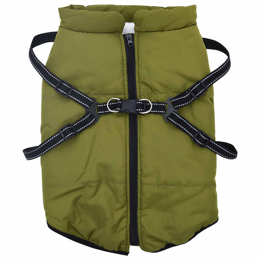 Dog Coat Army Green L52 Fleece and Polyester