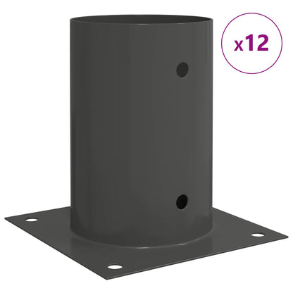 Round Ground Anchor 12 pcs Anthracite 15 x 15 x 15 cm Metal