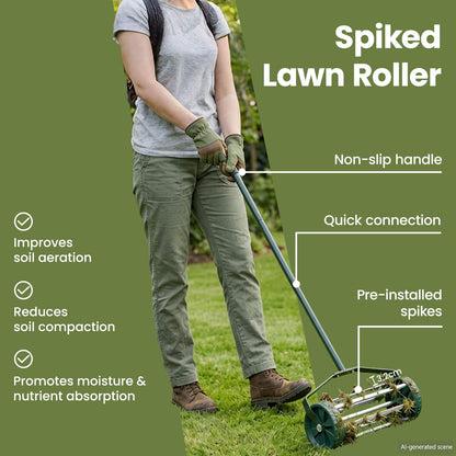 Lawn Roller Pull with Aerator Clamps Green 127.5 x 44 cm Steel