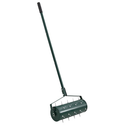 Lawn Roller Pull with Aerator Clamps Green 128 x 38 cm Steel