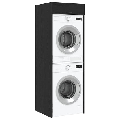 Wash Machine Cabinet with Storage Black Oak 67.5 x 68 x 200 cm
