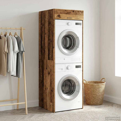 Wash Machine Cabinet with Storage Old Wood 67.5 x 68 x 200 cm