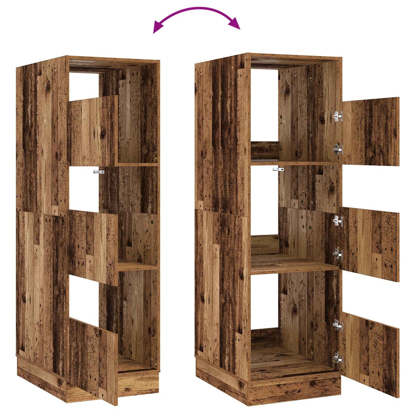 Laundry Cabinet Old Wood 50 x 68 x 162 cm Engineered wood