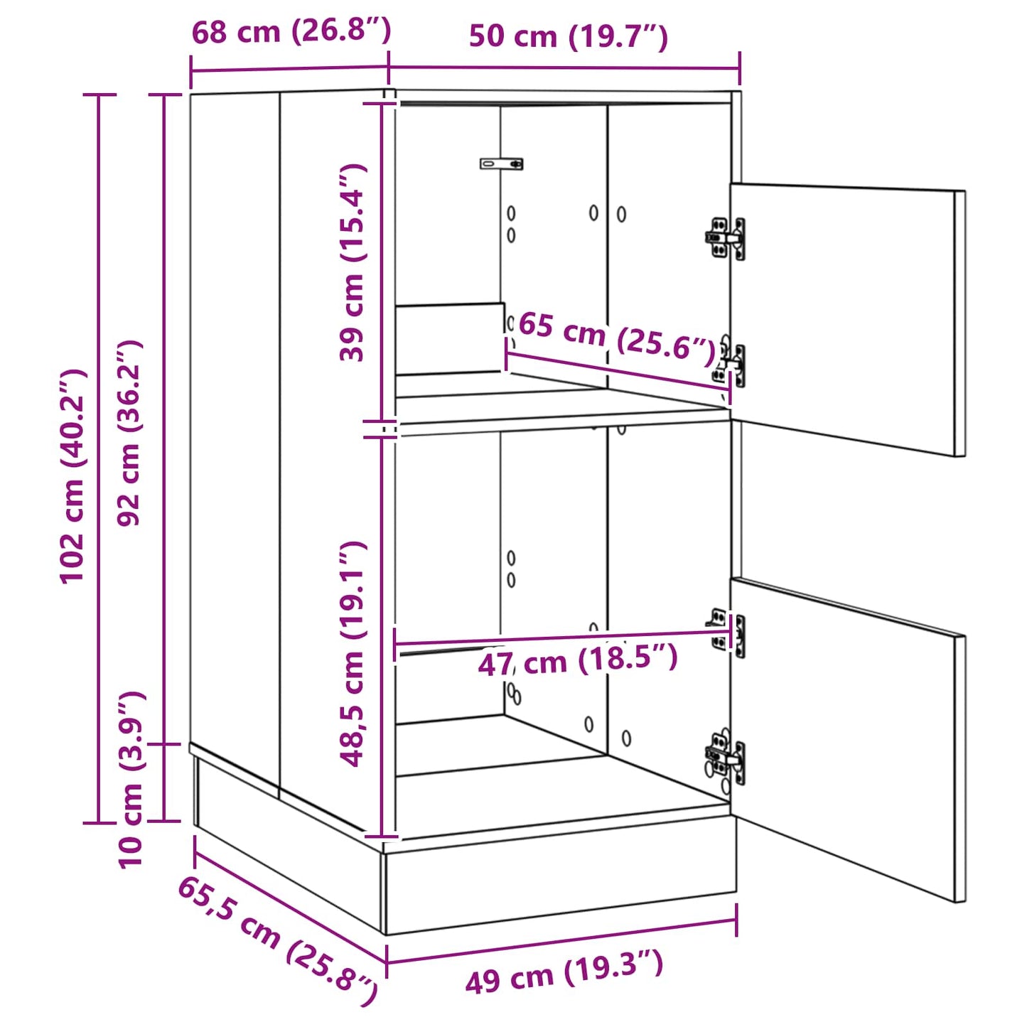 Laundry Cabinet White 50 x 68 x 102 cm Engineered wood