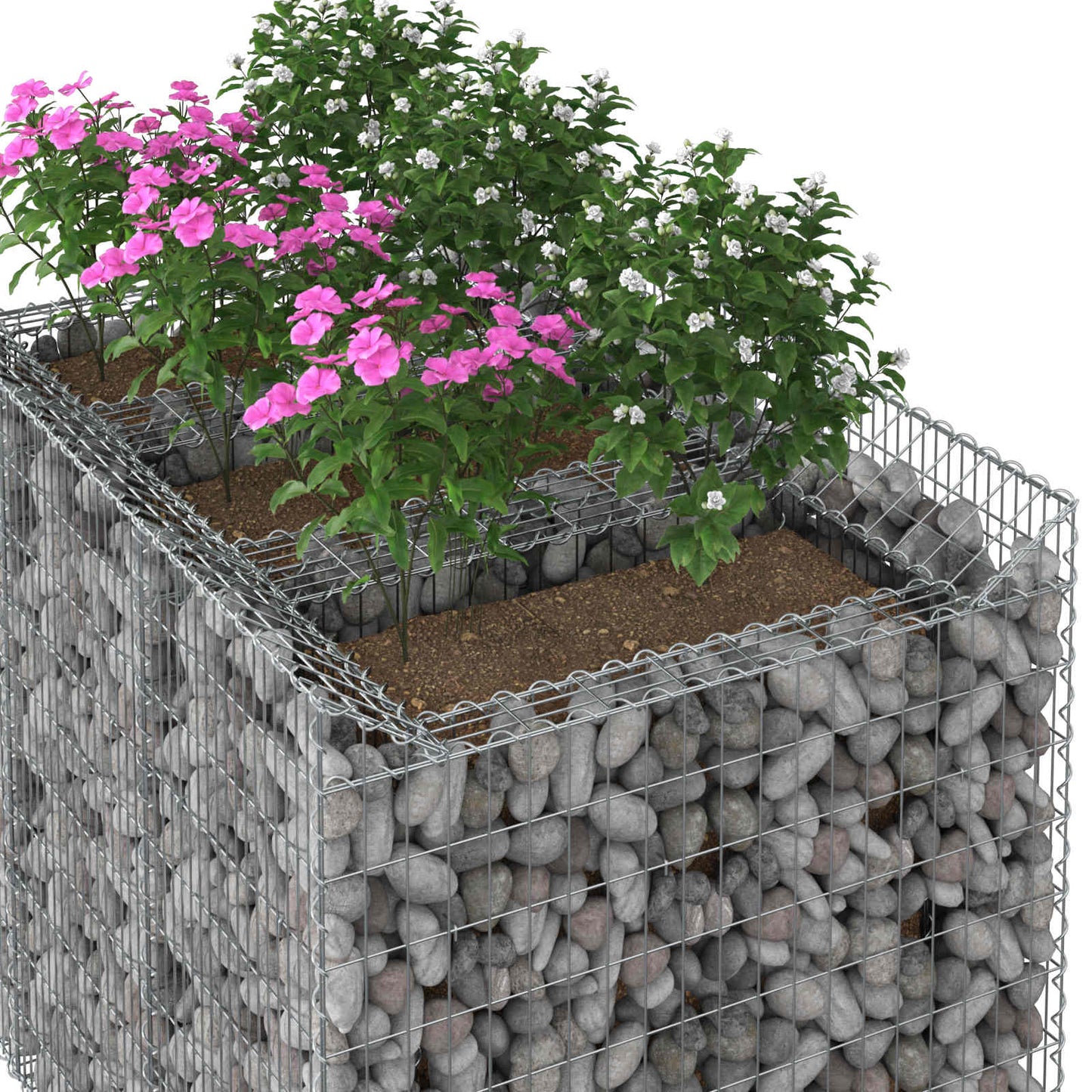 Gabion Raised Bed 2 pcs Silver