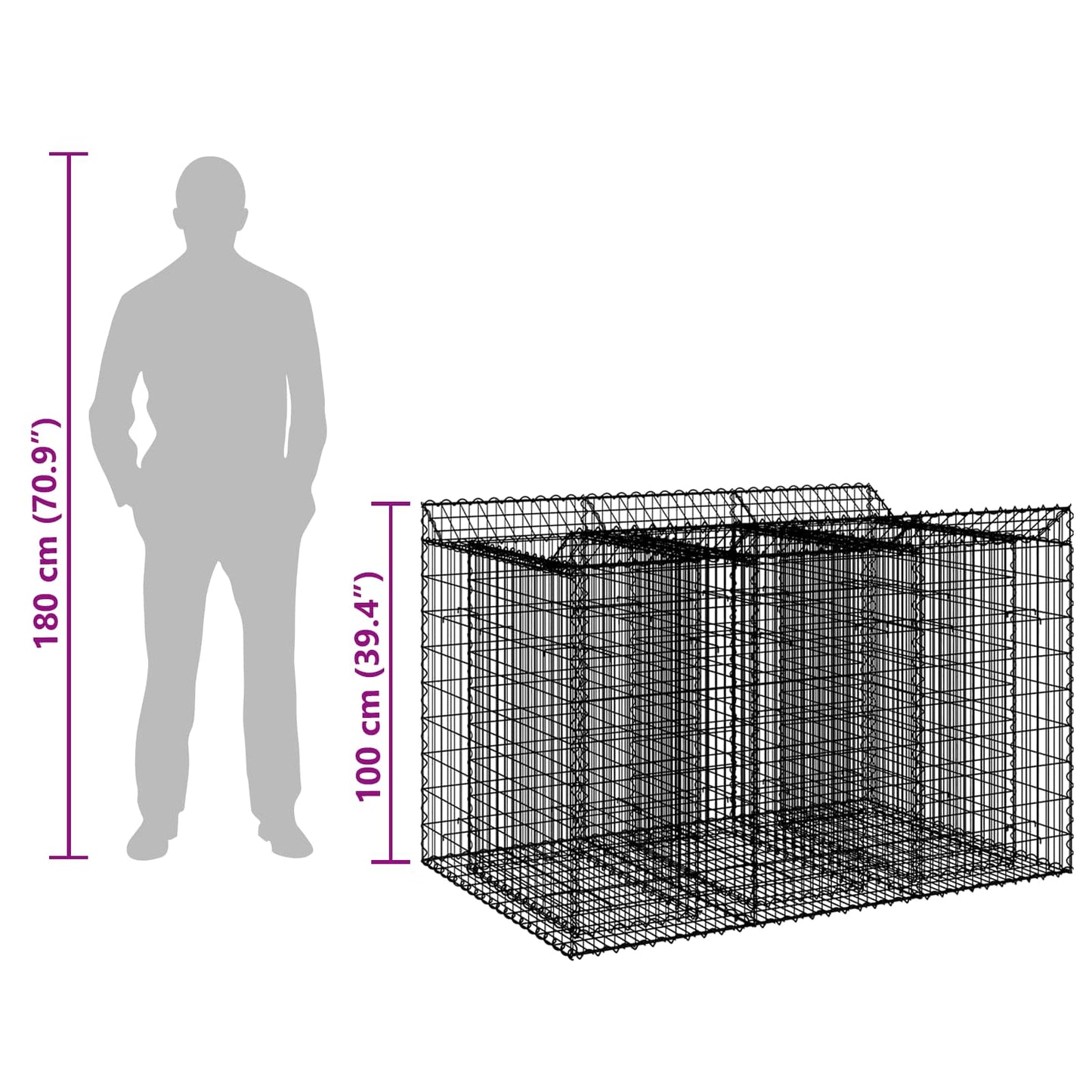 Gabion Raised Bed 2 pcs Silver